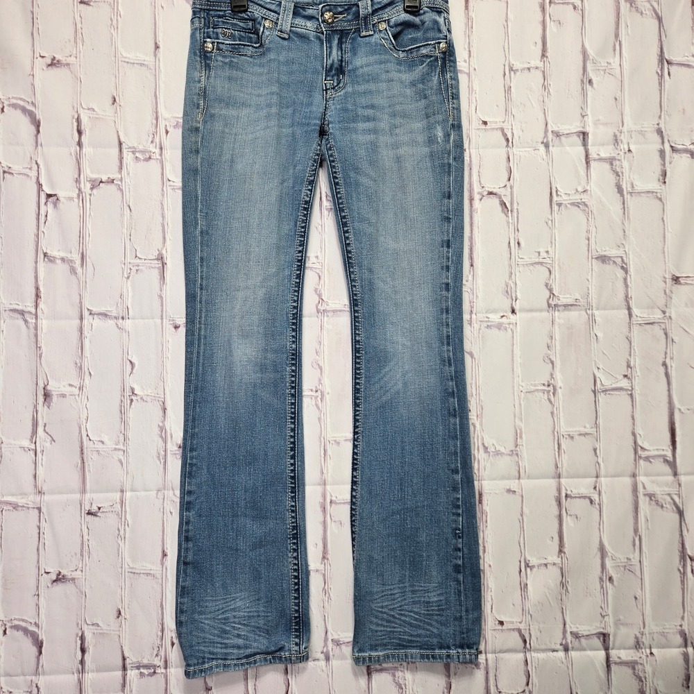 Miss Me Bootcut Denim Jeans Embroidered Pockets Low-Rise Medium Wash Women 26